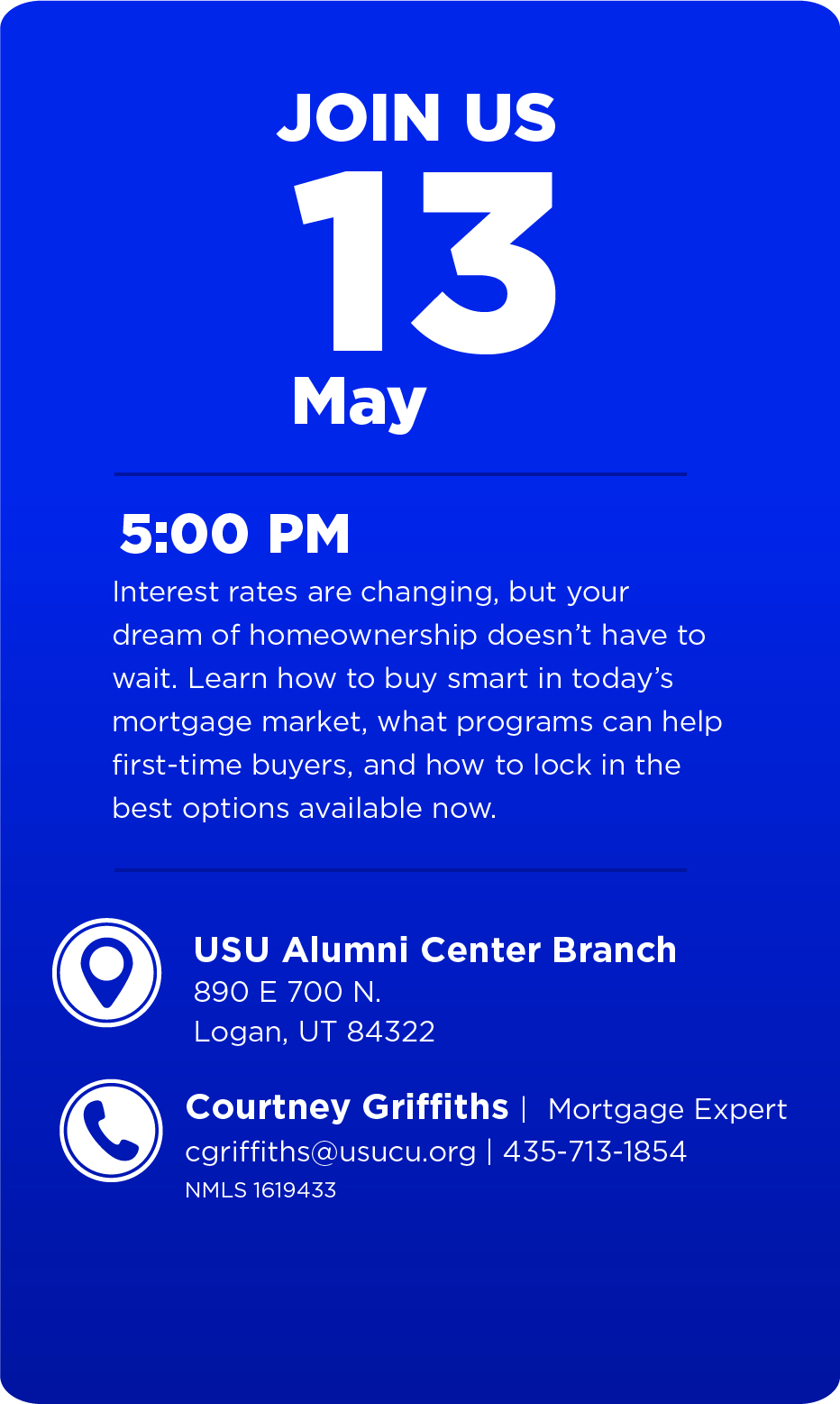 Reverse Mortgage Seminar USU Downtown Branch. 198 N Main Street. Logan, UT. 84321