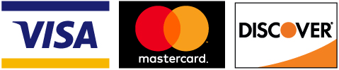 Visa, Mastercard, Discover credit card logos