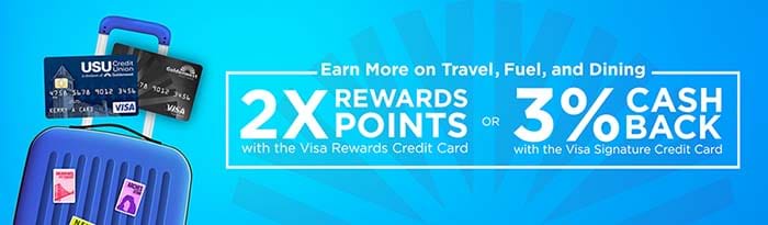 Earn more on Travel, fuel, and dining. 2X rewards points with the visa rewards credit card or 3% cash back with the visa siganture credit card